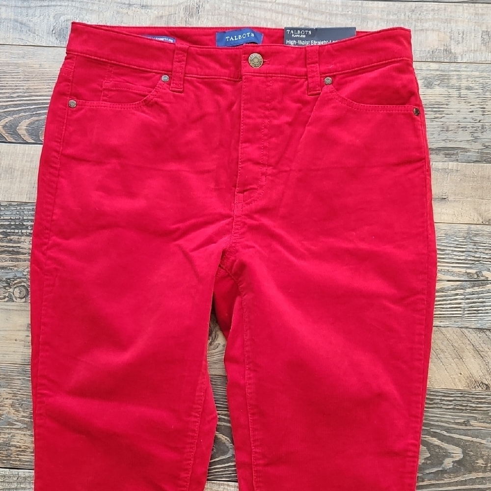 NWT Talbots Red Straight Leg Cords